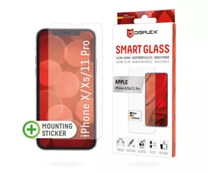 Displex Smart Glass (9H) for Apple iPhone X/XS/11 Pro, Mounting Sticker, unbreakable, ultra-slim, invisible