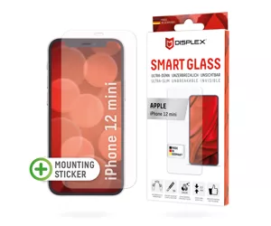 Displex Smart Glass (9H) for Apple iPhone 12 mini, Mounting Sticker, unbreakable, ultra-slim, invisible