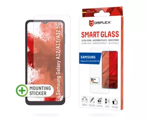 Displex Smart Glass (9H) for Samsung Galaxy A12/A13/A32 5G, Mounting Sticker, unbreakable, ultra-slim, invisible