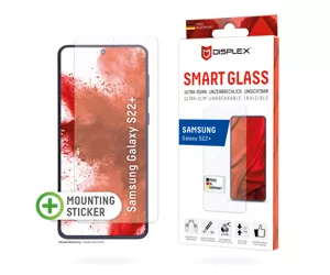 Displex Smart Glass (9H) for Samsung Galaxy S22+, Mounting Sticker, unbreakable, ultra-slim, invisible