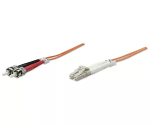 Intellinet Fiber Optic Patch Cable, OM1, LC/ST, 1m, Orange, Duplex, Multimode, 62.5/125 µm, LSZH, Fibre, Lifetime Warranty, Polybag