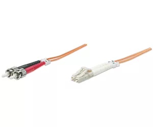 Intellinet Fiber Optic Patch Cable, OM1, LC/ST, 10m, Orange, Duplex, Multimode, 62.5/125 µm, LSZH, Fibre, Lifetime Warranty, Polybag