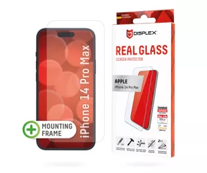 Displex Screen Protector (10H) for Apple iPhone 14 Pro Max, Eco Mounting Frame, Tempered Glass, scratch resistant protective film, case friendly