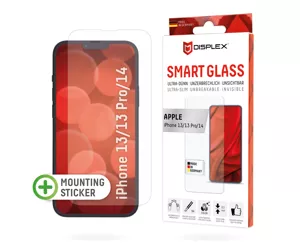 Displex Smart Glass (9H) for Apple iPhone 13/13 Pro/14, Mounting Sticker, unbreakable, ultra-slim, invisible