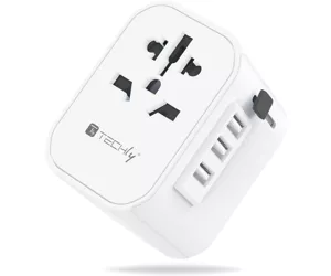 Techly I-TRAVEL-09TYWH адаптер сетевой вилки Универсальная Белый