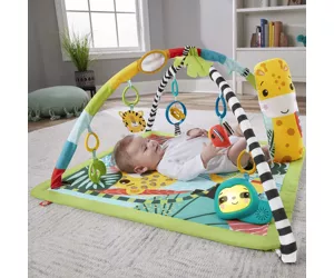 Fisher-Price 3-In-1 Baby & Toddler Gym, Baby Play Mat & Sensory Toys For Tummy Time, Rainforest Daudzkrāsains Bērnu rotaļu paklājiņš