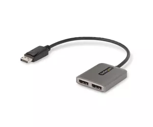 StarTech.com 2-Port DisplayPort MST Hub, Dual 4K 60Hz, DP to 2x DisplayPort Monitor Adapter, DP 1.4 Multi-Monitor Video Adapter, 1ft (30cm) Built-in Cable, USB Powered, Windows Only