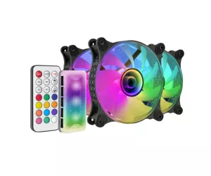 Mars Gaming MF-3DKIT Black Kit 3 ARGB 360° 12cm Fans 3D Infinity Mirror Anti-vibration System ARGB Controller RF Remote Control Full Compatibility