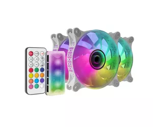 Mars Gaming MF-3DKIT White Kit 3 ARGB 360° 12cm Fans 3D Infinity Mirror Anti-vibration System ARGB Controller RF Remote Control Full Compatibility