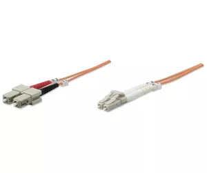 Intellinet Fiber Optic Patch Cable, OM2, LC/SC, 3m, Orange, Duplex, Multimode, 50/125 µm, LSZH, Fibre, Lifetime Warranty, Polybag