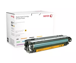 Xerox Yellow toner cartridge. Equivalent to HP CE742A. Compatible with HP Colour LaserJet CP5225