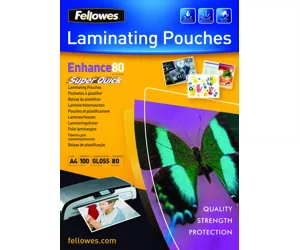 Fellowes SuperQuick A4 Glossy 80 Micron Laminating Pouch