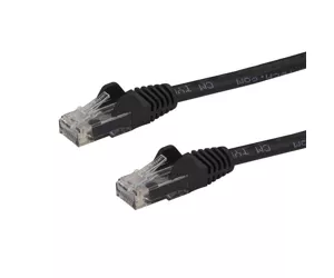 StarTech.com 15m CAT6 Ethernet Cable - Black CAT 6 Gigabit Ethernet Wire -650MHz 100W PoE RJ45 UTP Network/Patch Cord Snagless w/Strain Relief Fluke Tested/Wiring is UL Certified/TIA