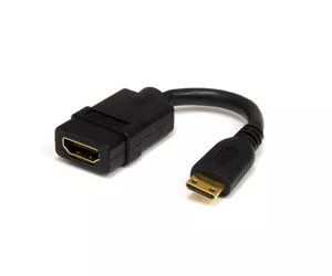 StarTech.com 5in Mini HDMI to HDMI Adapter - 4K High Speed HDMI Adapter - 4K 30Hz Ultra HD High Speed HDMI Adapter - HDMI 1.4 - Gold Plated Connectors - UHD Mini HDMI Adapter 4K - Black