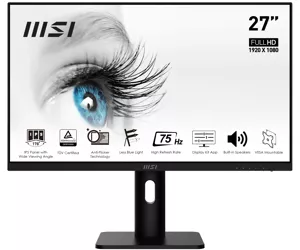 MSI Pro MP273P 27 Inch Monitor with Adjustable Stand, Full HD (1920 x 1080), 75Hz, IPS, 5ms, HDMI, DisplayPort, Built-in Speakers, Anti-Glare, Anti-Flicker, Less Blue light, TÜV Certified, VESA, Kensington, Black