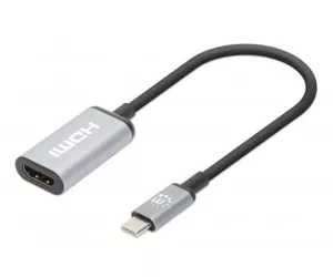 Manhattan USB-C to HDMI Cable, 4K@60Hz, 5 Gbps (USB 3.2 Gen1 aka USB 3.0), 15cm, Black, Male to Male, Three Year Warranty, Polybag