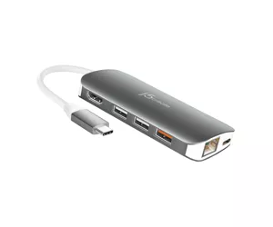 j5create JCD383 USB 3.2 Gen 1 (3.1 Gen 1) Type-C Sidabras, Balta