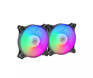 Mars Gaming MF-DUO Kit 2 FRGB Rainbow 360° Fans Ultra-quiet Dual Connection 3PIN + 4PIN Black