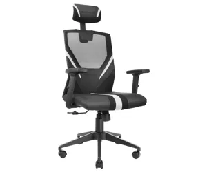 Mars Gaming MGC-ERGO White Ergonomic Gaming Chair Breathable Mesh Adjustable Cervical + Lumbar Support + Armrests