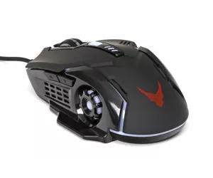 Varr Gaming USB Wired Mouse, Black (with 4 LED backlights), Adjustable DPI (800, 1200, 1600 or 2400dpi), Six Button with Scroll Wheel, Popular USB-A connection, Optical, Blister