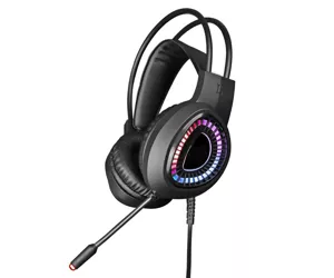 Varr Pro Gaming USB Headset with RGB Backlight, Microphone Boom, Audio 7.1 Multi Channel, Noise Cancelling, Powerful 30mW speakers, USB-A, Integrated 2.2m cable, Black