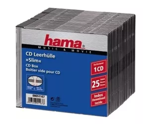 Hama CD Slim Box, black, pack of 25 pcs