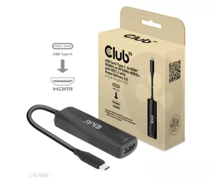 CLUB3D USB Gen2 Type-C to HDMI™ 8K60Hz or 4K120Hz HDR10+ with DSC1.2 with Power Delivery 3.0 Active Adapter M/F