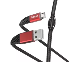 Hama Extreme USB kabelis 1,5 m USB 2.0 USB A Micro-USB B Melns, Sarkans