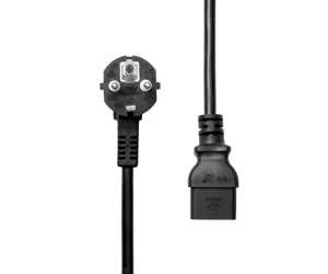 ProXtend Angled Type F (Schuko) to C19 Power Cable, Black 5m