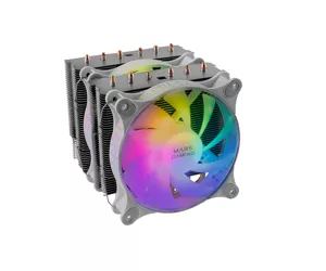 Mars Gaming MCPU-XT White CPU Heatsink Dual Tower Cooling 6 HCT Heatpipes TDP 300W 2 ARGB PWM 12cm Fans