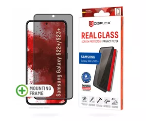 Displex Privacy Screen Protector (10H) for Samsung Galaxy S22+/S23+, Eco Mounting Frame, Privacy Filter