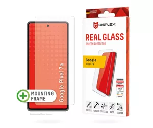 Displex Screen Protector (10H) for Google Pixel 7a, Eco Mounting Frame, Tempered Glass, scratch resistant protective film, case friendly