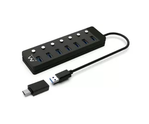 Ewent EW1147 interface hub USB 3.2 Gen 1 (3.1 Gen 1) Type-A 5000 Mbit/s Black