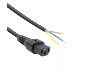 ACT Powercord C13 IEC Lock - open end black 2 m, PC1025, 5-Pack