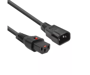 ACT Powercord C13 IEC Lock - C14 black 3 m, PC1022, 5-Pack