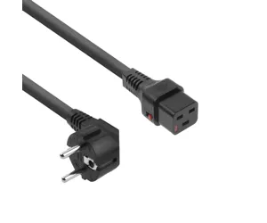ACT Powercord CEE 7/7 male (angled) - C19 IEC Lock black 2 m, EL262S, 5-Pack