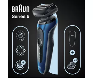 Braun Series 6 61-B1500s Skustuvas Apkarpymo mašinėlė Mėlyna