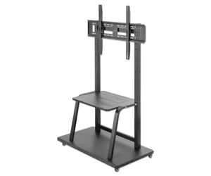 Manhattan TV & Monitor Mount, Trolley Stand, 1 screen, Screen Sizes: 37-100", Black, VESA 200x200 to 800x600mm, Max 150kg, Shelf and Base for Laptop or AV device, Height-adjustable to four levels: 862, 916, 970 and 1024mm, LFD, Lifetime Warranty