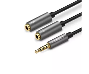 Ugreen 30619 garso kabelis 0,2 m 3.5mm 2 x 3.5mm Juoda, Pilka