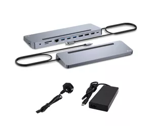 i-tec C31FLAT2PDPRO100WUK dokstacija Vadu USB 3.2 Gen 1 (3.1 Gen 1) Type-C Sudrabs