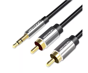 Vention BCFBF audiokaabel 1 m 3.5mm 2 x RCA Alumiinium, Must