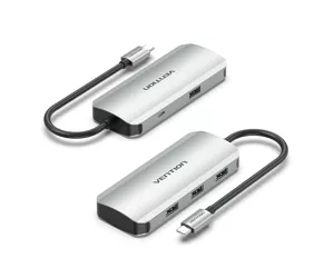 Vention USB-C to USB 3.0x4/Micro-B Hub 0.15M Gray Aluminum Alloy Type