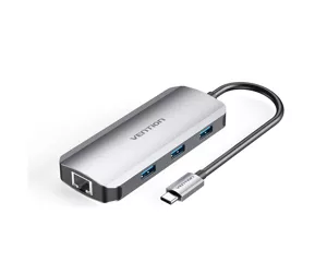 Vention TOHHB knyginių kompiuterių dokas / jungčių replikatorius Vielinis USB 3.2 Gen 1 (3.1 Gen 1) Type-C Sidabras