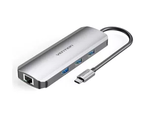 Vention TOKHB док-станция для ноутбука Проводная USB 3.2 Gen 1 (3.1 Gen 1) Type-C Серебристый