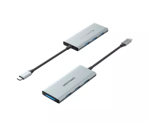 Vention TOPHB док-станция для ноутбука Проводная USB 3.2 Gen 1 (3.1 Gen 1) Type-C Серебристый