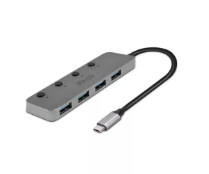 Lindy 43383 хаб-разветвитель USB 3.2 Gen 1 (3.1 Gen 1) Type-C 5000 Мбит/с Серый