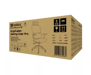 Sandberg ErgoFusion Gaming Chair Pro Universal-Gamingstuhl Gepolsterter Sitz Schwarz, Grau