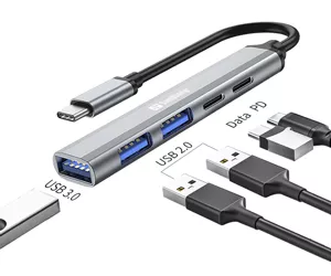 Sandberg USB-C to 3xUSB-A+2xUSB-C SAVER USB tüüp-C 5000 Mbit/s Hall