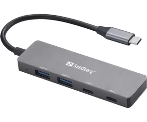 Sandberg USB-C to 2xUSB-A + 2xUSB-C Hub USB Type-C 5000 Мбит/с Серый