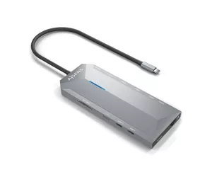 AISENS USB-C Dock 12 in 1, USB-C A 2xHDMI, 1xRJ45, 3xUSB-A, 2xUSB-C, 1xUSB-C PD, 1xAudio, 1xSD, 1xMicro SD, Grey, 30cm